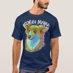 Camiseta Retrato Colorido de Arte Pop Corgi Cachorro Mãe Mã