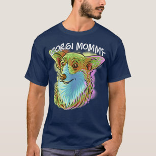 Camiseta Retrato Colorido de Arte Pop Corgi Cachorro Mãe Mã
