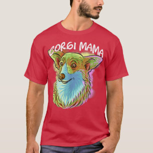 Camiseta Retrato Colorido de Arte Pop Corgi Cachorro Mãe Mã