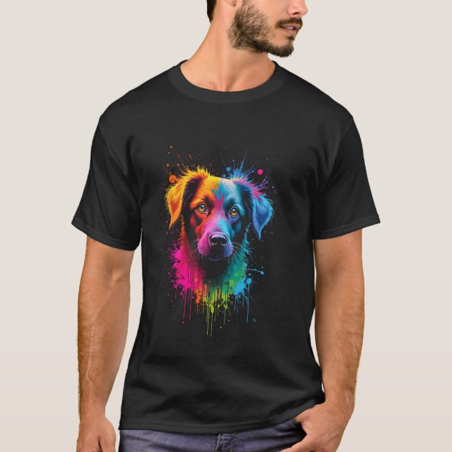 Camiseta Retrato colorido de cachorro (Frente)