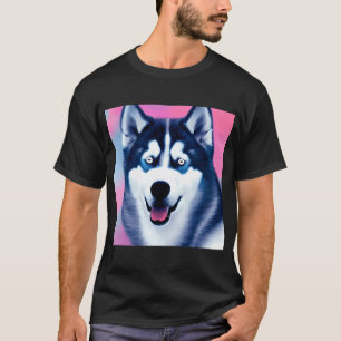 Camiseta retrato colorido de cachorro Husky Siberiano #43