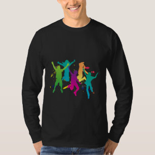 Camiseta Retrato Colorido de Dança Crowd Silhouette