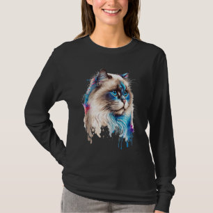Camiseta Retrato Colorido de Gato Ragdoll Gato Fofo
