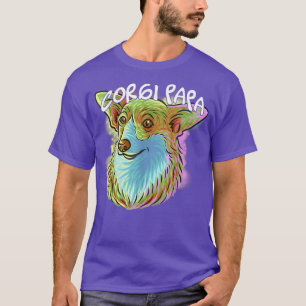 Camiseta Retrato Colorido de Pop e Arte Corgi Pai Papá Fath