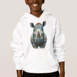 Camiseta Retrato Colorido de Rinoceronte Vida Selvagem Vibr