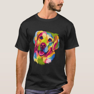 Camiseta Retrato Colorido do Golden Retriever do Proprietár