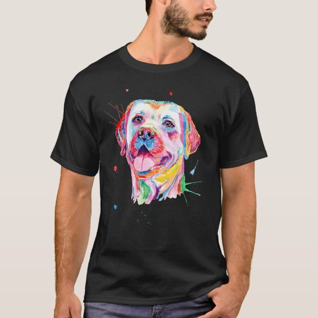 Camiseta Retrato Colorido do Labrador Amarelo Retriever (Frente)