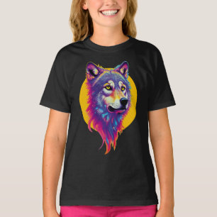 Camiseta Retrato Colorido do Lobo