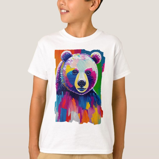 Camiseta Retrato Colorido do Urso (Frente)