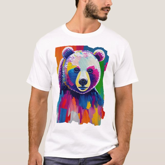 Camiseta Retrato Colorido do Urso (Frente)