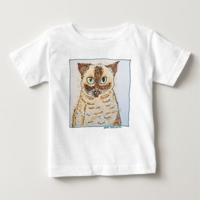 Camiseta Retrato Colorido e Excêntrico de Gato (Frente)