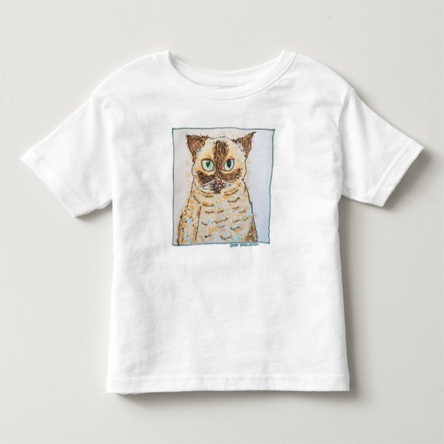 Camiseta Retrato Colorido e Excêntrico de Gato (Frente)