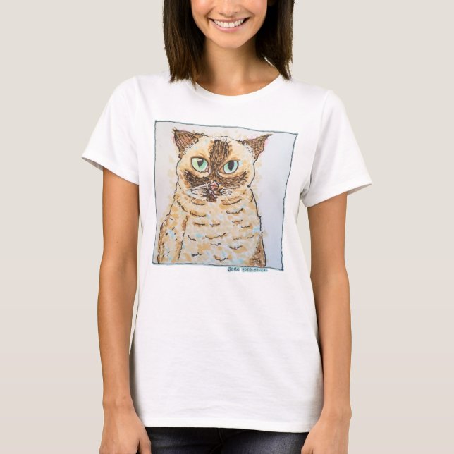 Camiseta Retrato Colorido e Excêntrico de Gato (Frente)