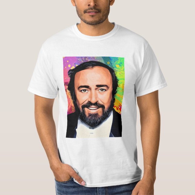 Camiseta Retrato Colorido Luciano Pavarotti (Frente)