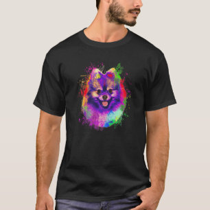 Camiseta Retrato Colorido Pomerano Pom Puppy Owne