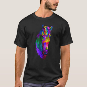 Camiseta retrato colorido pop de cavalo Cavalos