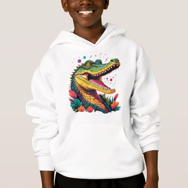 Camiseta Retrato Crocodilo Colorido (Frente)