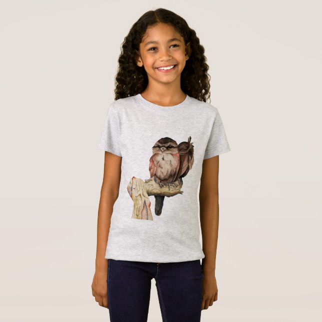 Camiseta Retrato da aguarela dos irmãos da coruja (Frente Completa)