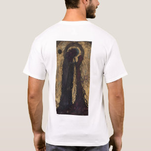 Camiseta Retrato da Deusa Mística com Ondas Fluentes T-Shi
