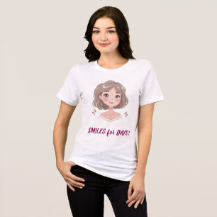 Camiseta Retrato da Garota Sorridente e Bonita