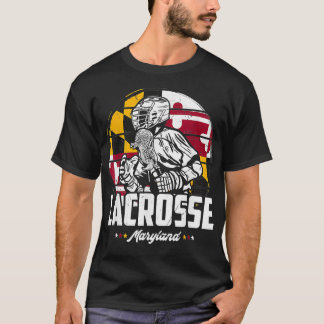 Camiseta Retrato da Lacrosse Player Maryland Flag Lax