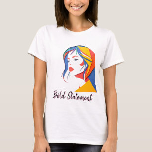 Camiseta Retrato da Moda Multicolorido Negrito