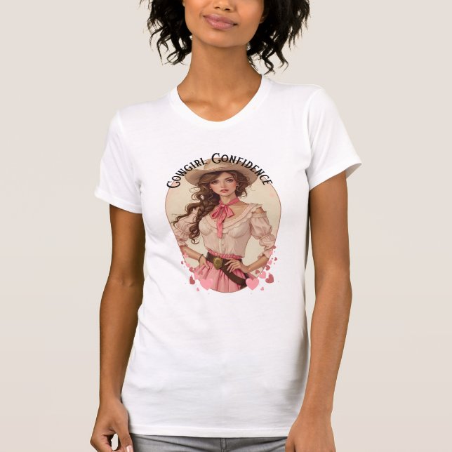 Camiseta Retrato da Moda Ocidental da Coquette Cowgirl (Frente)