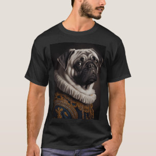 Camiseta Retrato da Raça de Cachorro Pug Renascença Real Pa