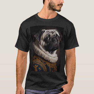 Camiseta Retrato da Raça de Cachorro Pug Renascença Real Pa