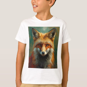 Camiseta Retrato da Raposa Vermelha Artística - Pintura a Ó