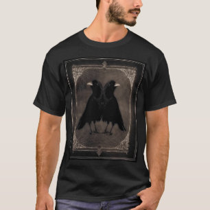 Camiseta Retrato da Vintage com Corvos Gêmeos