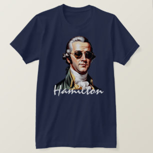 Camiseta Retrato de Alexander Hamilton em óculos escuros