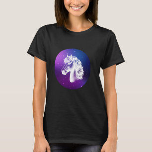 Camiseta Retrato de Amante de Cavalo em Púrpura Mística e C