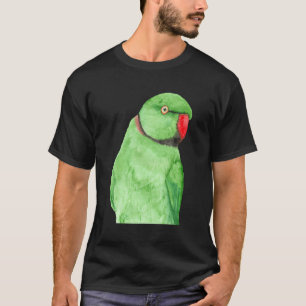Camiseta Retrato de Aquarela de periquito com rosa