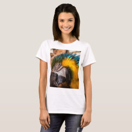 Camiseta Retrato de arara azul e amarela