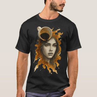 Camiseta Retrato de Arte de Café