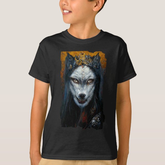 Camiseta Retrato de Arte Digital de um Lobisomem (Frente)