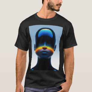 Camiseta Retrato de Arte Futurística em Pixel