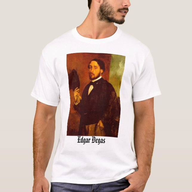 Camiseta Retrato de auto com chapéu alto - Edgar Degas, (Frente)