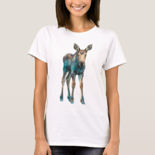 Camiseta Retrato de Bebe Anta com Salpicos de Azul Feminino
