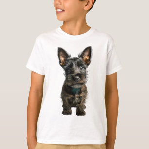Camiseta Retrato de Cachorrinho Scruffy Terrier para Crianç