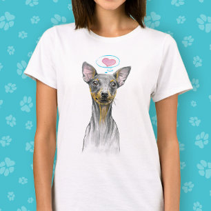 Camiseta Retrato de Cachorro Cachorro Miniatura com Coração
