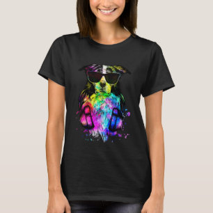Camiseta Retrato de Cachorro Collie na Borda do Pop com Fon