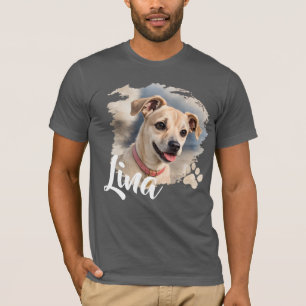 Camiseta Retrato de Cachorro em Aquarela com Pincelada Artí