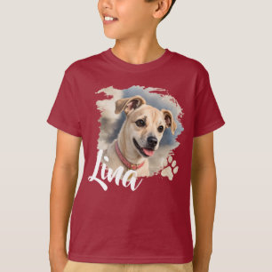 Camiseta Retrato de Cachorro em Aquarela com Pincelada Artí