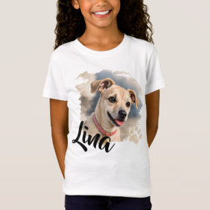 Camiseta Retrato de Cachorro em Aquarela com Pincelada Artí