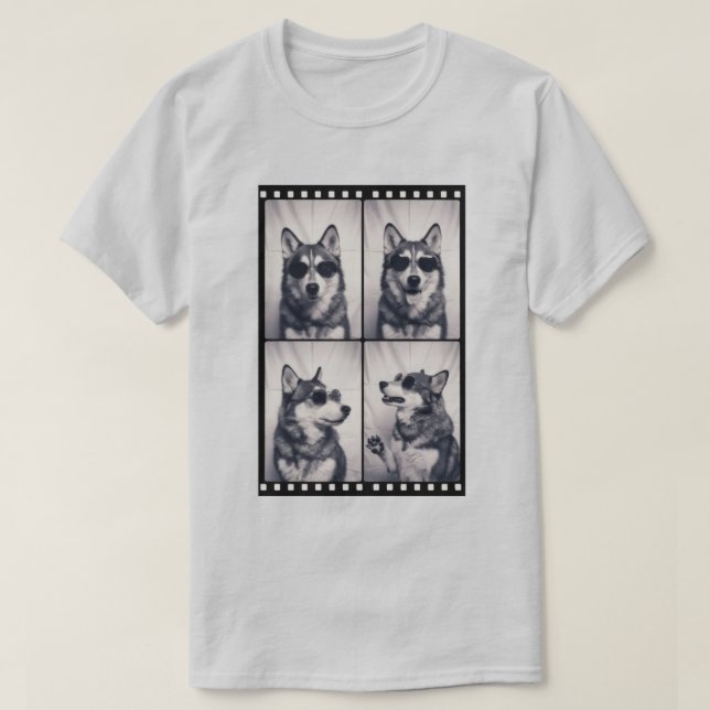 Camiseta Retrato de Cachorro Husky Unisex (Frente do Design)