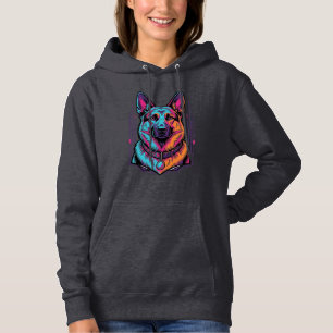 Camiseta Retrato de Cachorro Neon Gravura Vintage Gráfico_1