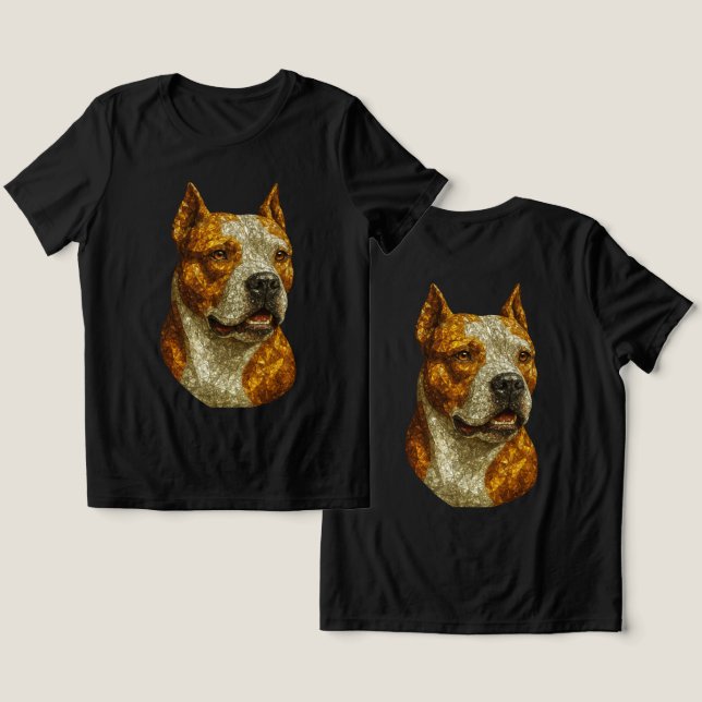 Camiseta Retrato de Cachorro Pitbull (Design Frente e Verso)