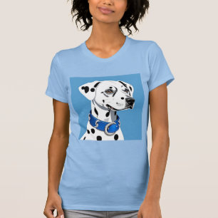 Camiseta Retrato de Cão Dalmata com Coleira Azul
